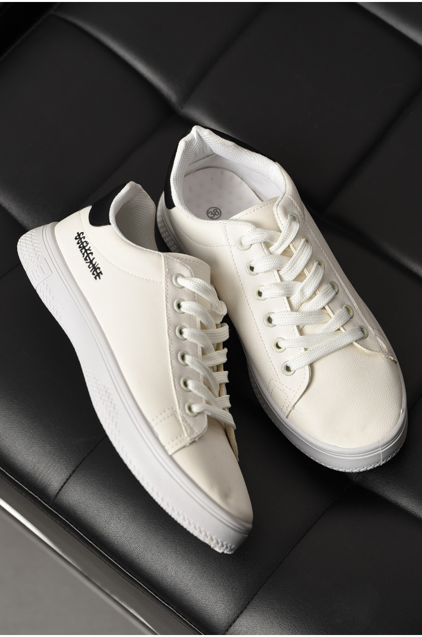 Мокасины женские белого цвета на шнуровке 528-32 198838