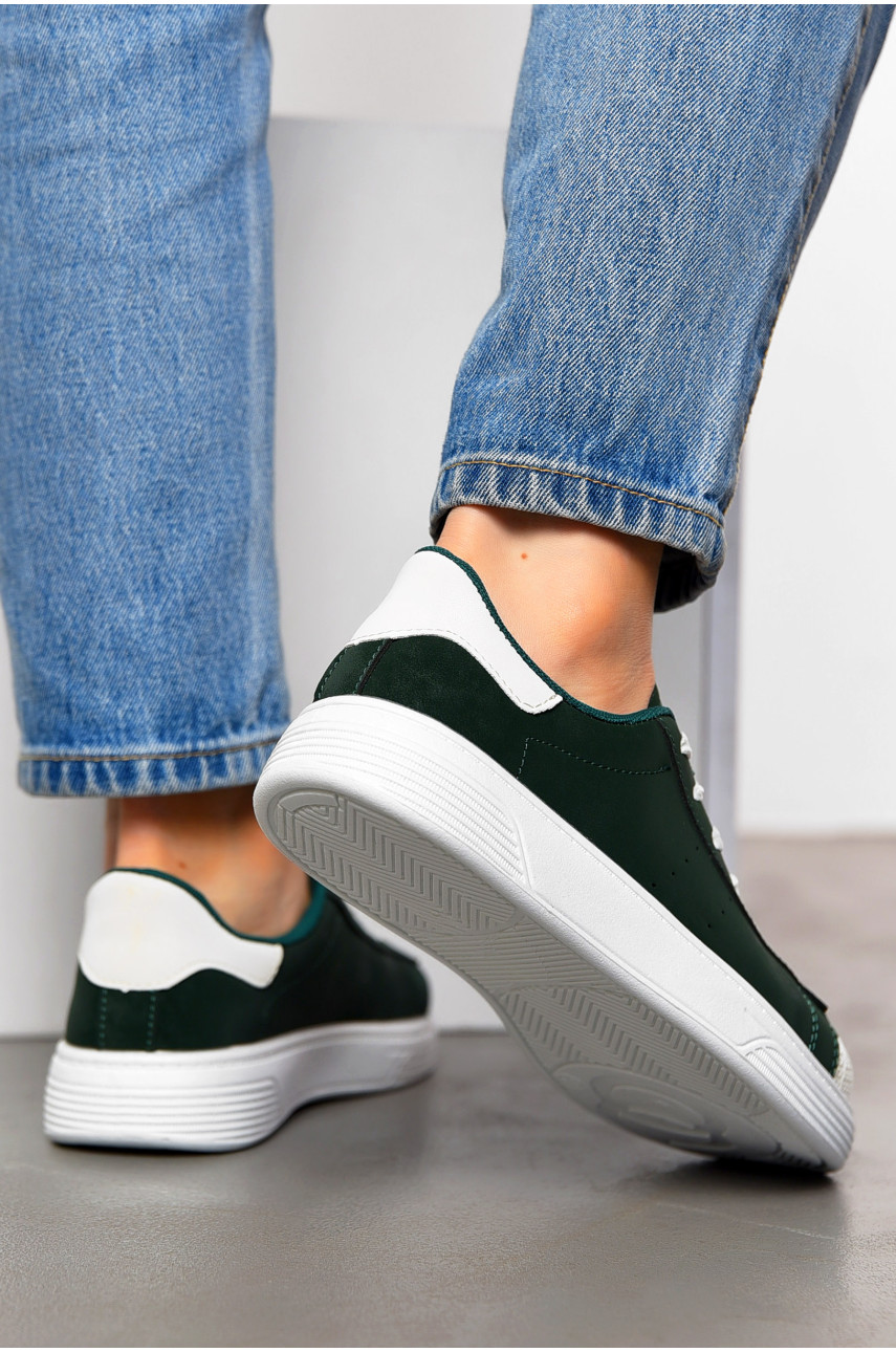 Кросівки жіночі темно-зеленого кольору на шнурівці 0213-6 198856