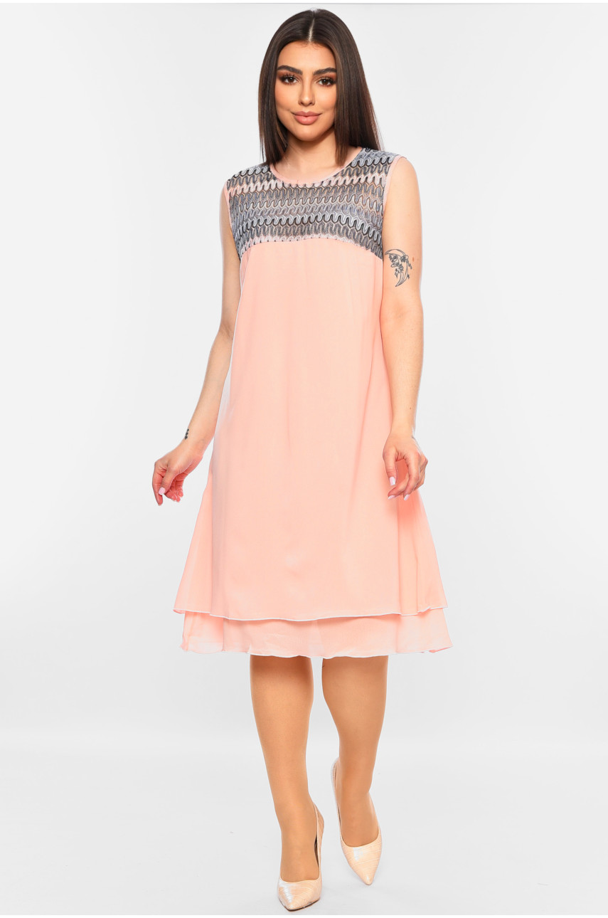 Платье женское батальное персикового цвета 173 198880