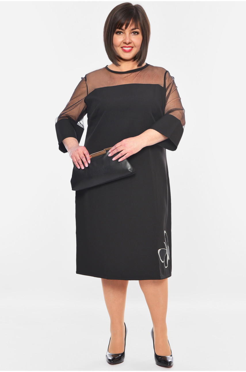 Платье женское батальное черного цвета 199 198960 Платье женское батальное черного цвета 199 198960