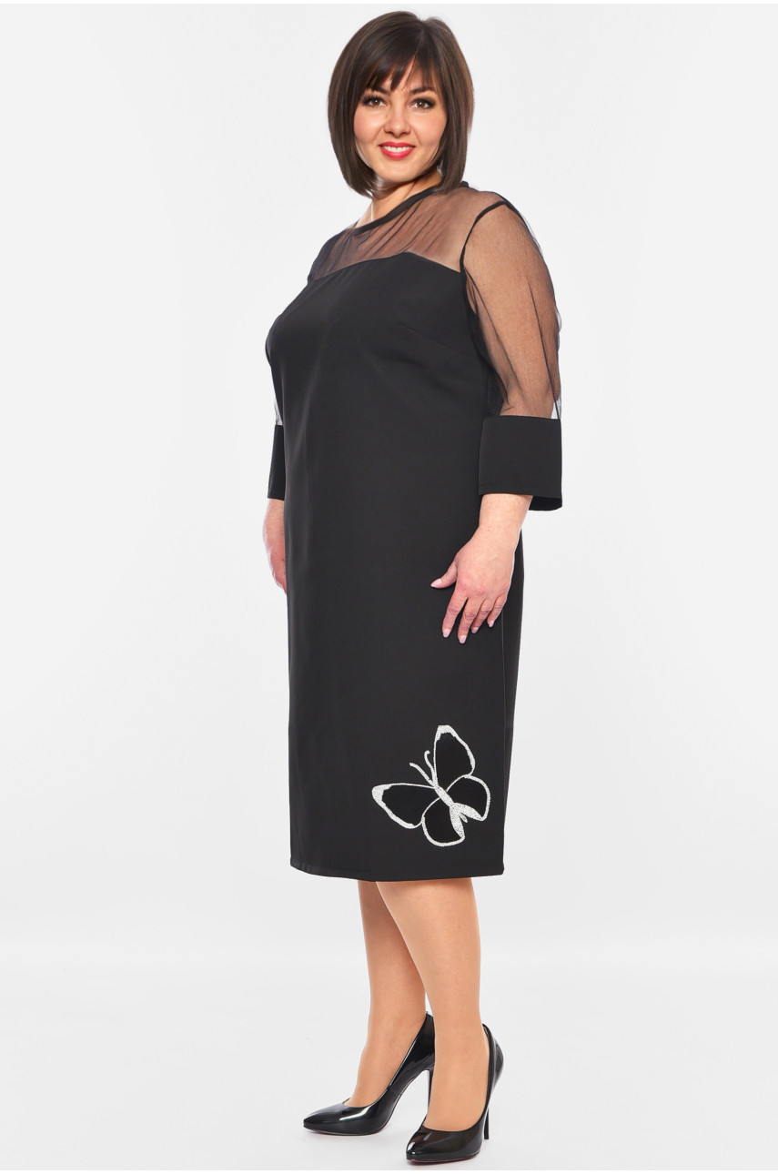 Платье женское батальное черного цвета 199 198960 Платье женское батальное черного цвета 199 198960