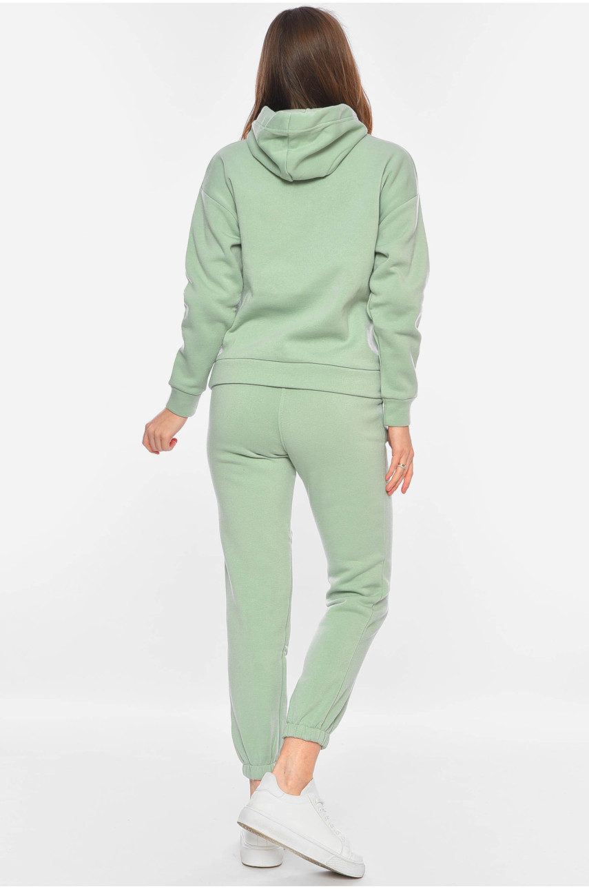 Спортивный костюм женский однотонный на флисе мятного цвета 1028 198978 Спортивный костюм женский однотонный на флисе мятного цвета 1028 198978