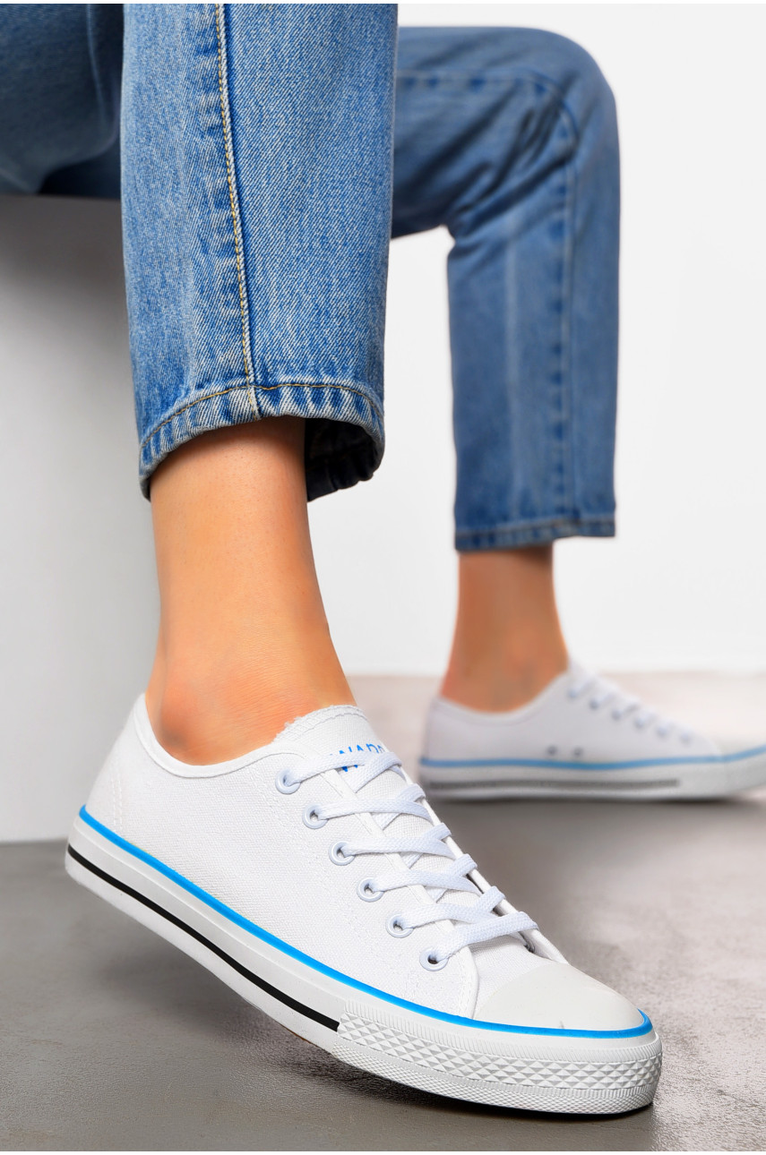 Кеды женские текстильные белого цвета на шнуровке L4006-1 199008