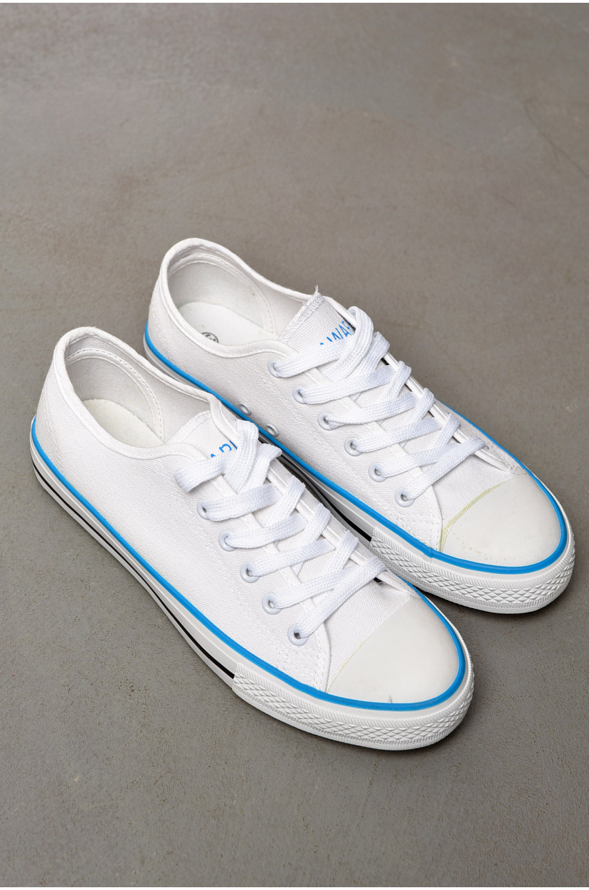 Кеды женские текстильные белого цвета на шнуровке L4006-1 199008