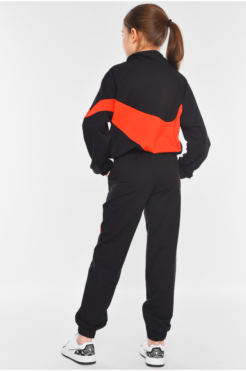 Спортивный костюм детский для девочки черно-кораллового цвета В545 199021