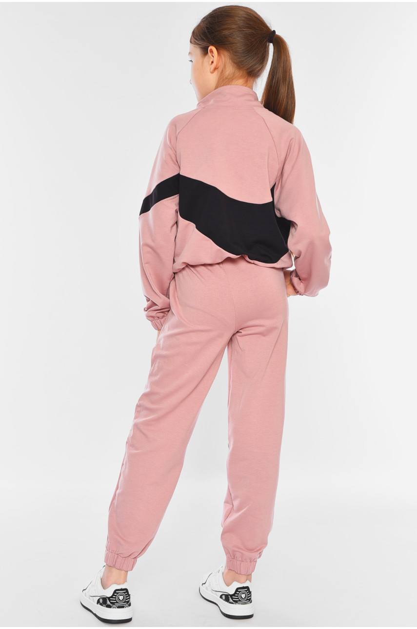 Спортивный костюм детский для девочки черно-пудрового цвета В545 199033 Спортивный костюм детский для девочки черно-пудрового цвета В545 199033