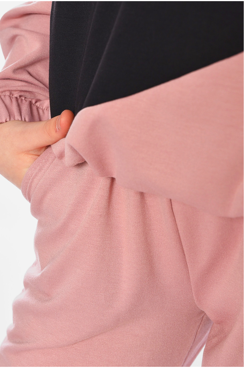 Спортивный костюм детский для девочки черно-пудрового цвета В545 199033 Спортивный костюм детский для девочки черно-пудрового цвета В545 199033