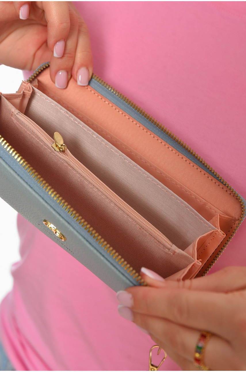 Кошелек женский из экокожи голубого цвета Т8973-6 199046 Кошелек женский из экокожи голубого цвета Т8973-6 199046