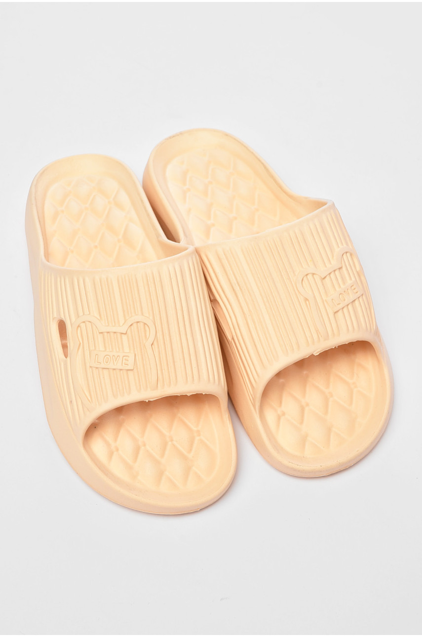 Шлепанцы пена женские персикового цвета Мишка 199160