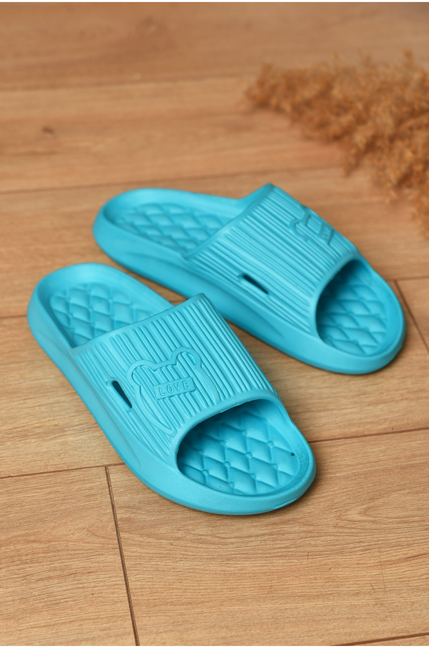 Шлепанцы пена женские бирюзового цвета Мишка 199165