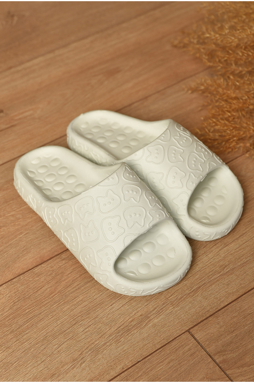 Шльопанці піна жіночі білого кольору Котики 199169