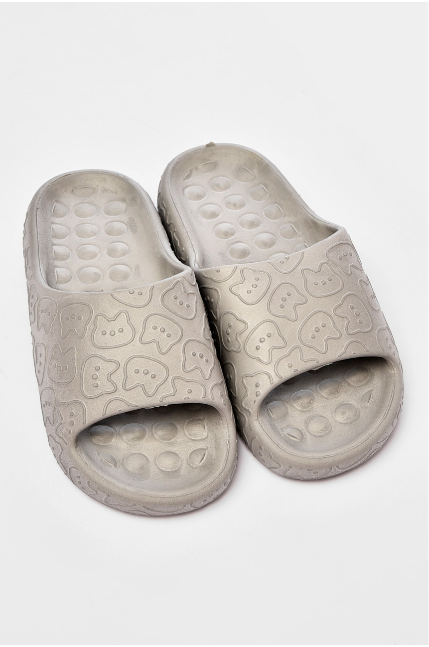 Шлепанцы пена женские серого цвета Котики 199173 Шлепанцы пена женские серого цвета Котики 199173