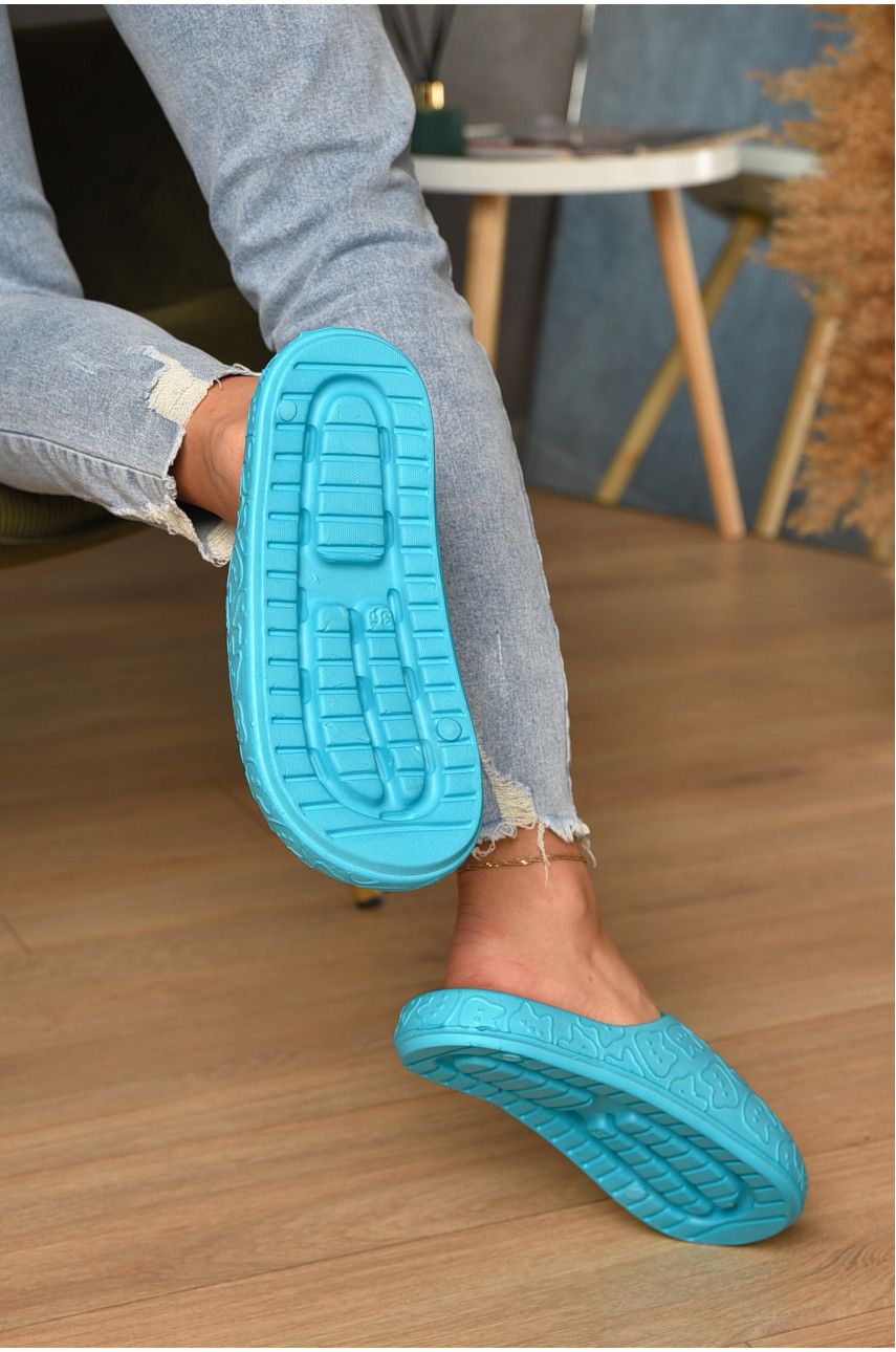 Шльопанці піна жіночі бірюзового кольору Котики 199180