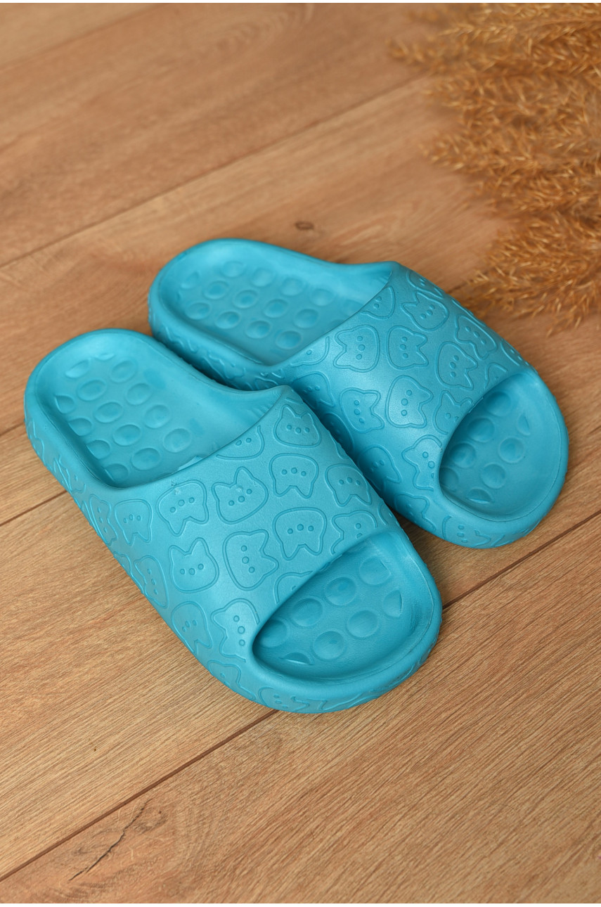 Шльопанці піна жіночі бірюзового кольору Котики 199180