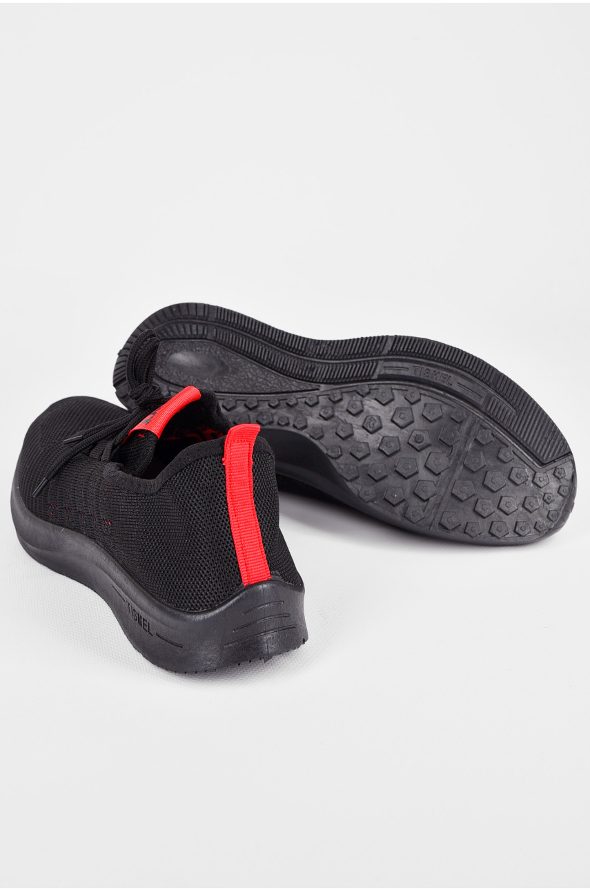 Кросівки чоловічі текстиль чорного кольору з червоними вставками КМ-15D r 199214