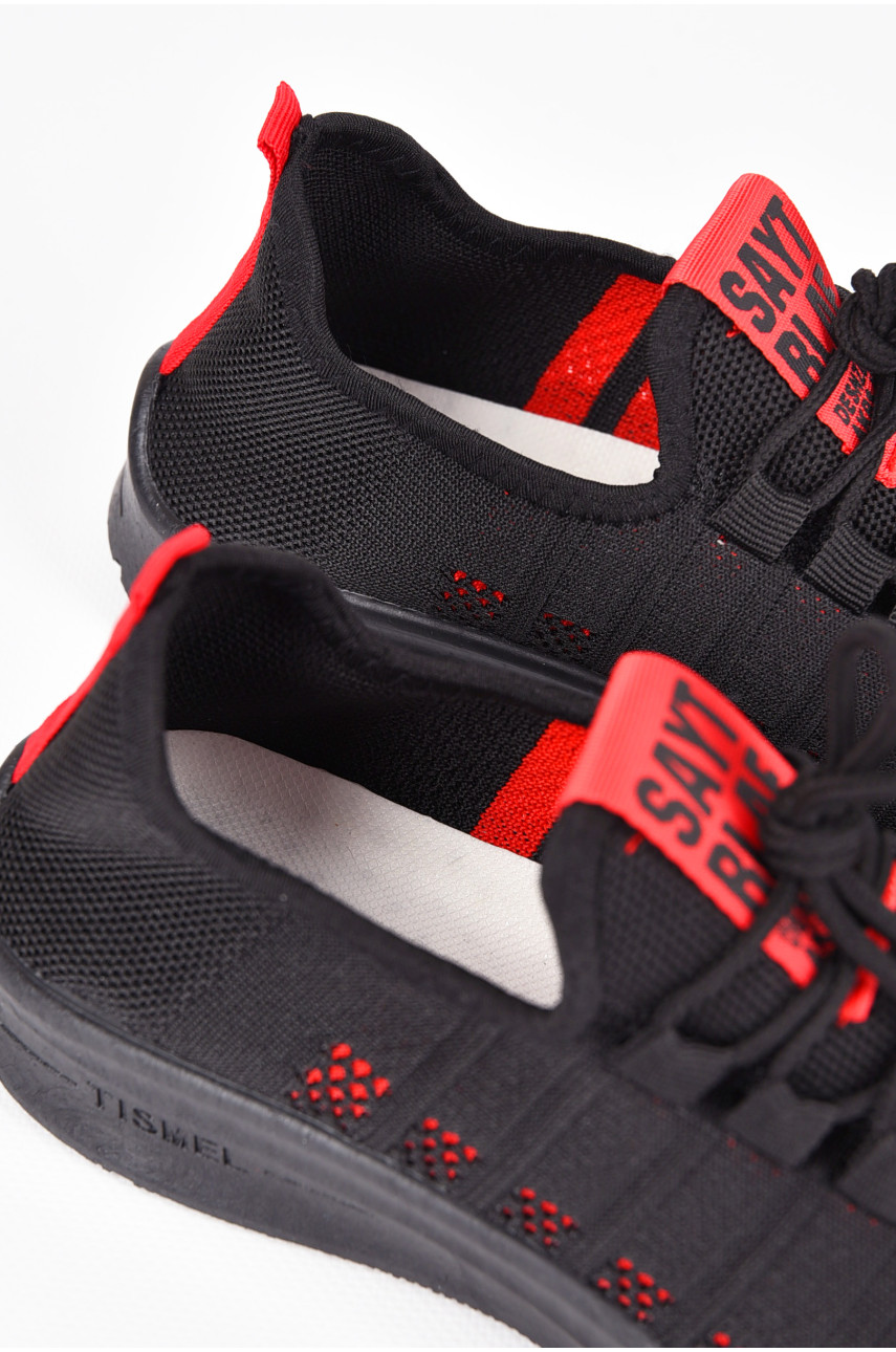 Кросівки чоловічі текстиль чорного кольору з червоними вставками КМ-15D r 199214