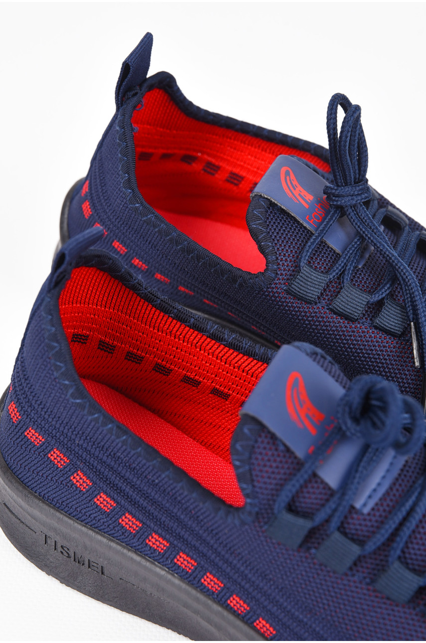 Кросівки чоловічі текстиль синього кольору з червоними вставками КМ-01D r 199215 Кросівки чоловічі текстиль синього кольору з червоними вставками КМ-01D r 199215