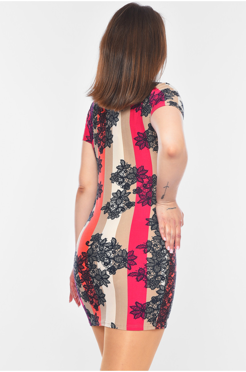 Сукня жіноча рожевого кольору з принтом 1039 199219