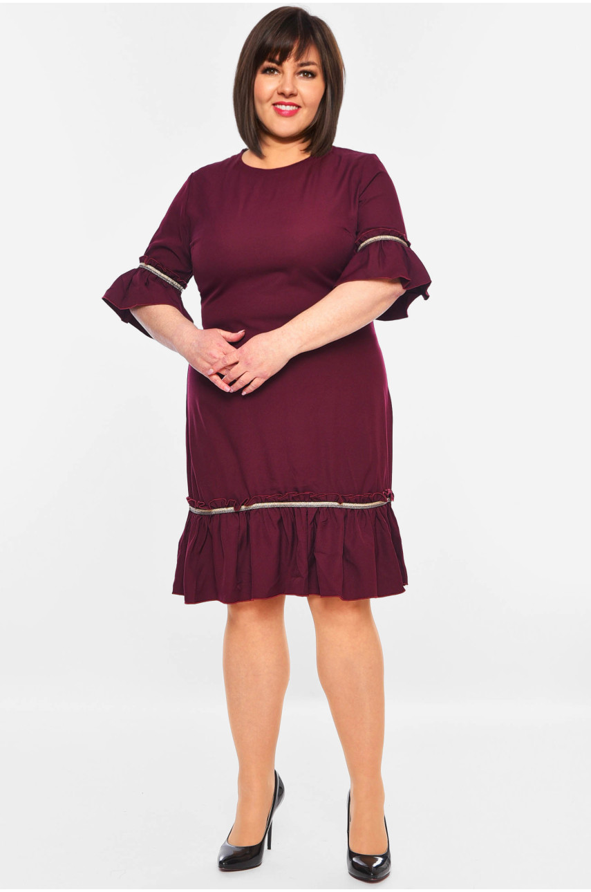 Сукня жіноча батальна темно-фіолетового кольору 223 199309 Сукня жіноча батальна темно-фіолетового кольору 223 199309