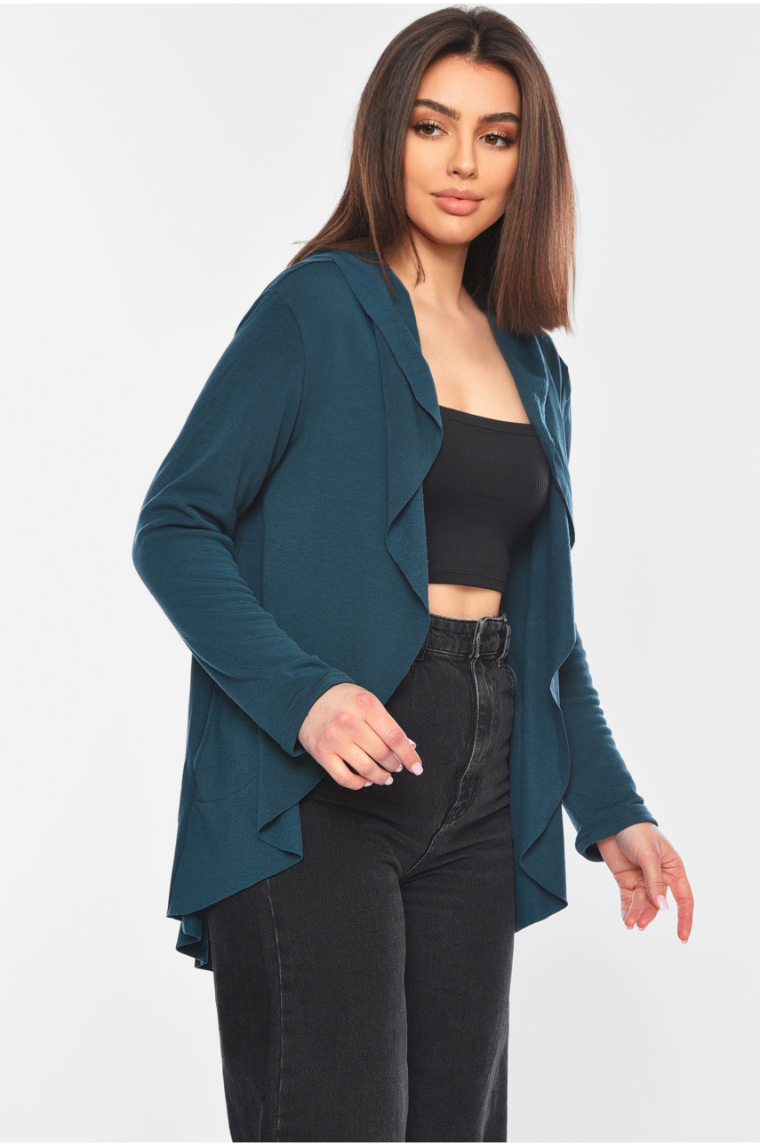 Кардиган женский однотонный изумрудного цвета 029 199336