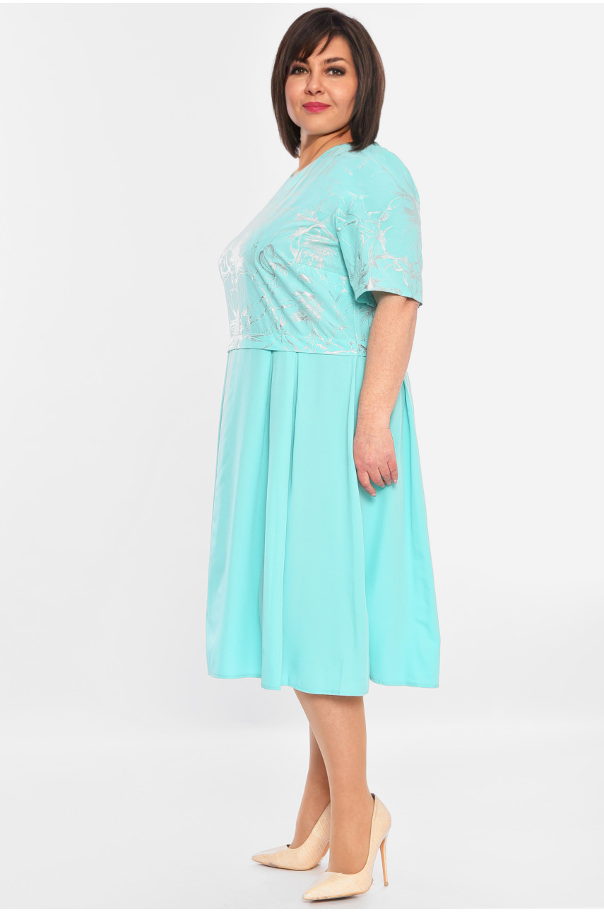 Платье женское батальное мятного цвета 250 199345 Платье женское батальное мятного цвета 250 199345