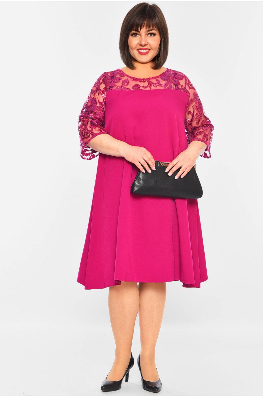 Платье женское полуботальное малинового цвета 199389 Платье женское полуботальное малинового цвета 199389