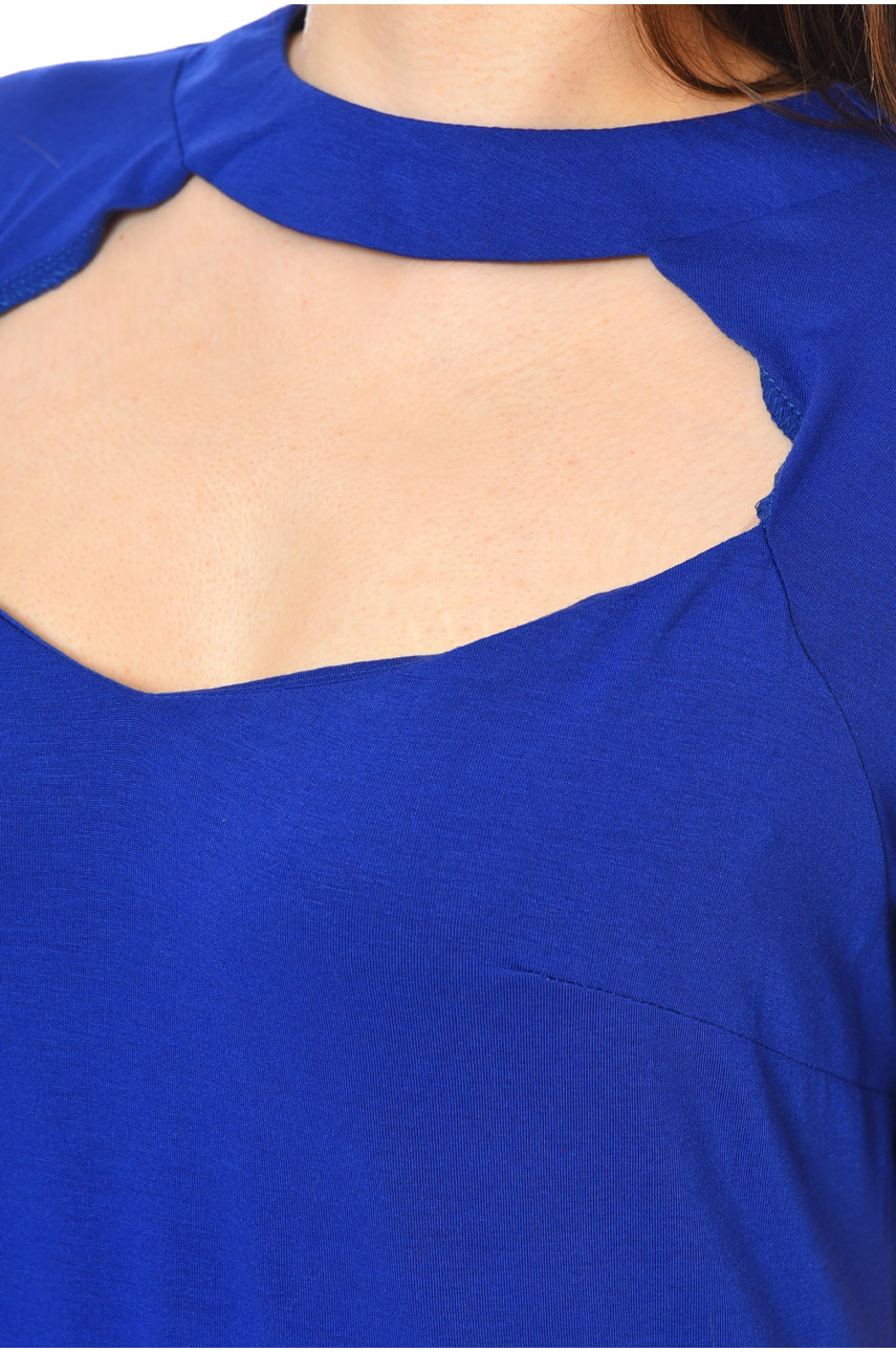 Туника женская батальная синего цвета 7107 199436