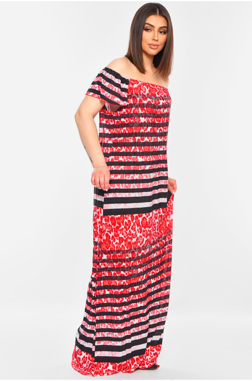 Сукня жіноча батальна червоного кольору 7231 199437