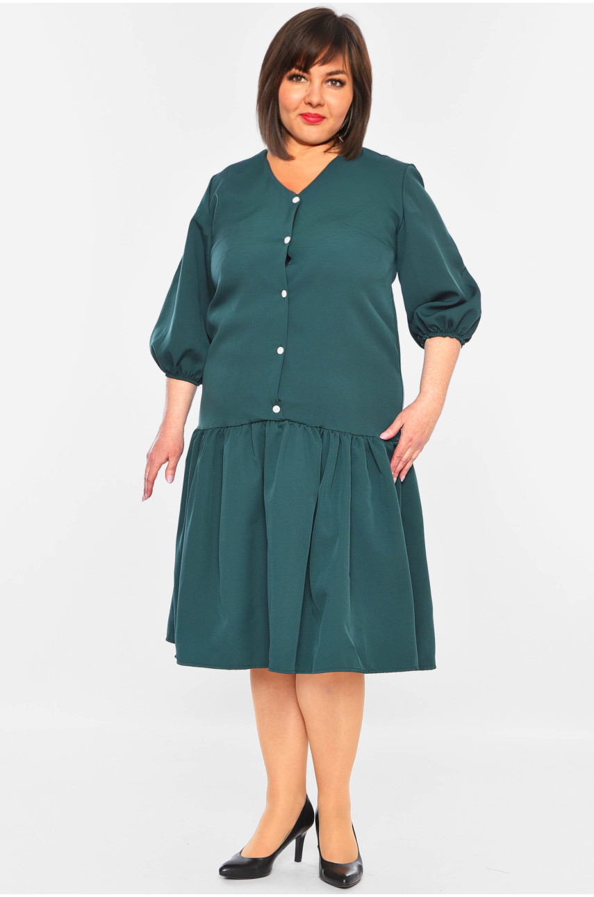 Сукня жіноча напівбатальна темно-зеленого кольору 199453
