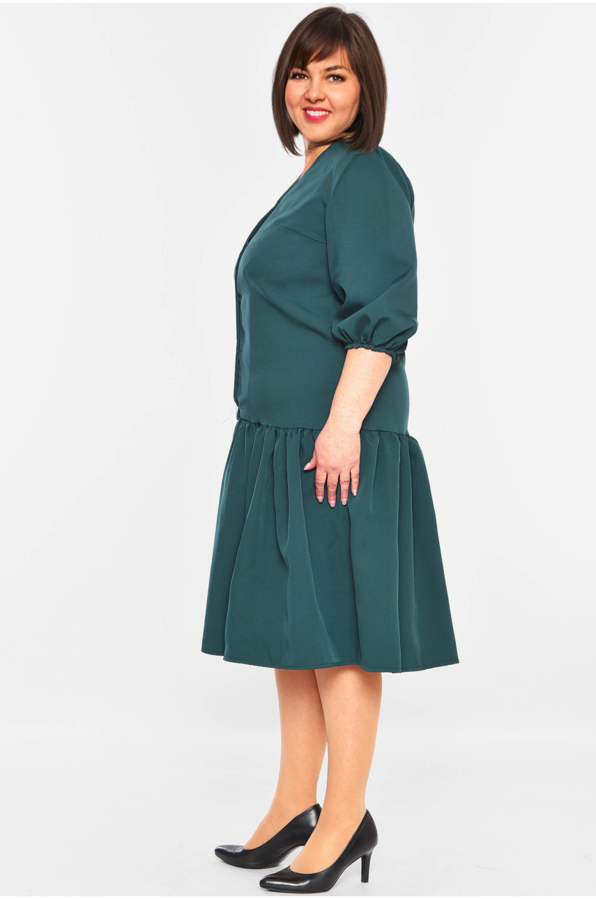 Сукня жіноча напівбатальна темно-зеленого кольору 199453