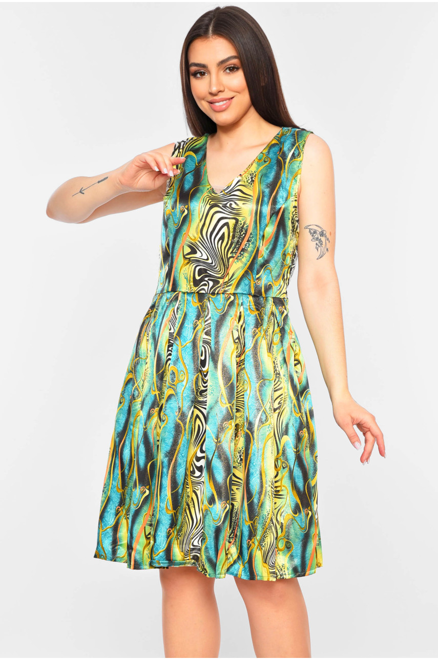 Сукня жіноча зеленого кольору з принтом 7227 199494