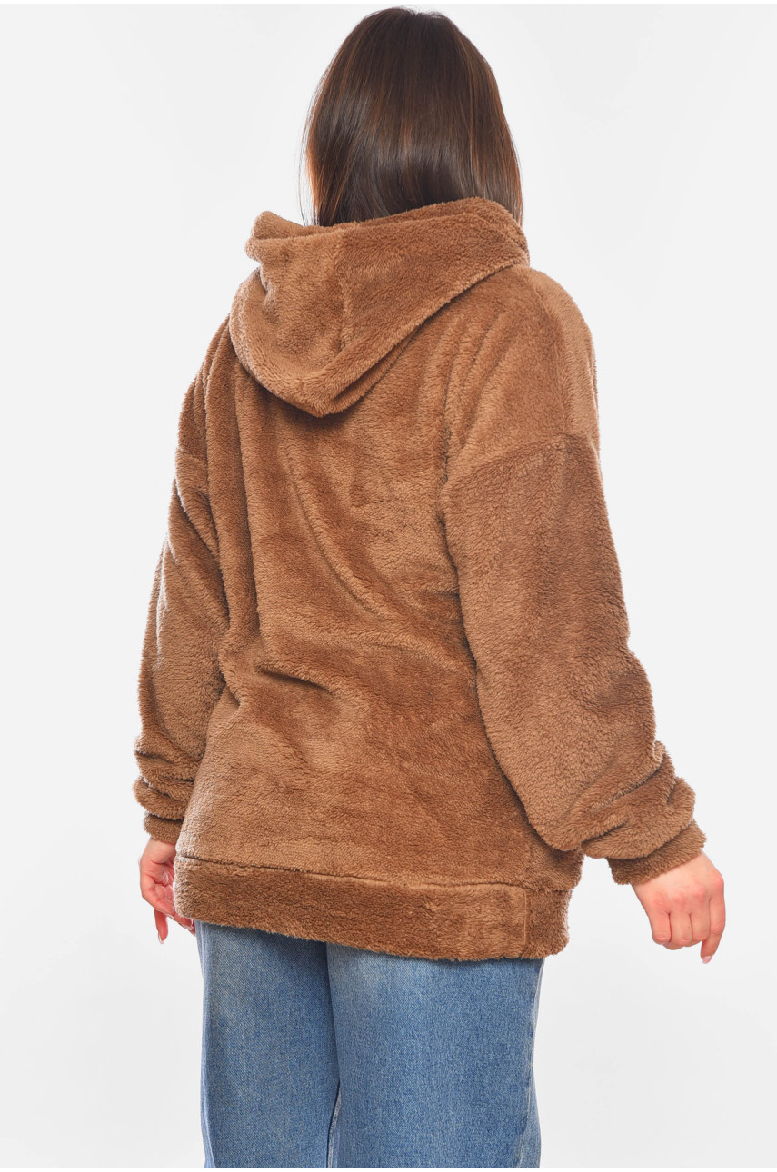 Худи женское тедди тёмно-бежевого цвета 1115 199527 Худи женское тедди тёмно-бежевого цвета 1115 199527