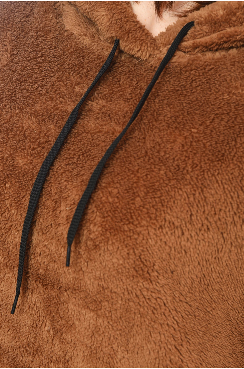 Худи женское тедди тёмно-бежевого цвета 1115 199527 Худи женское тедди тёмно-бежевого цвета 1115 199527
