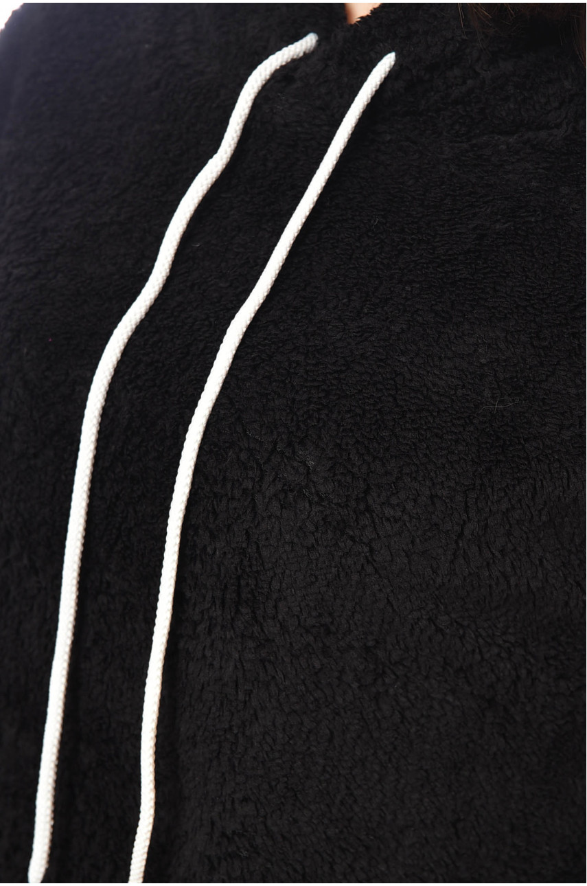 Худи женское тедди черного цвета 1115 199528 Худи женское тедди черного цвета 1115 199528