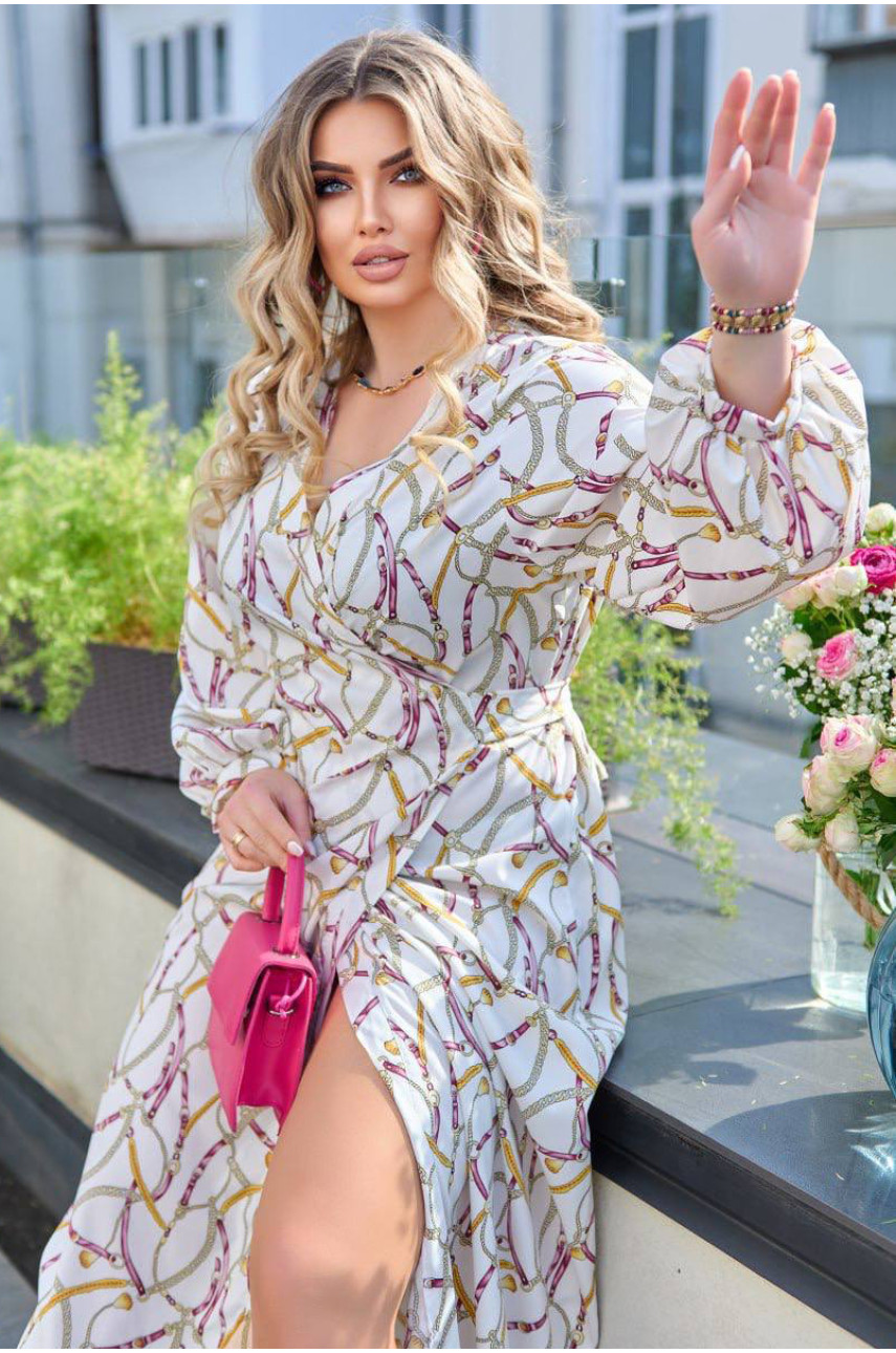 Сукня жіноча білого кольору з принтом 1129 199534