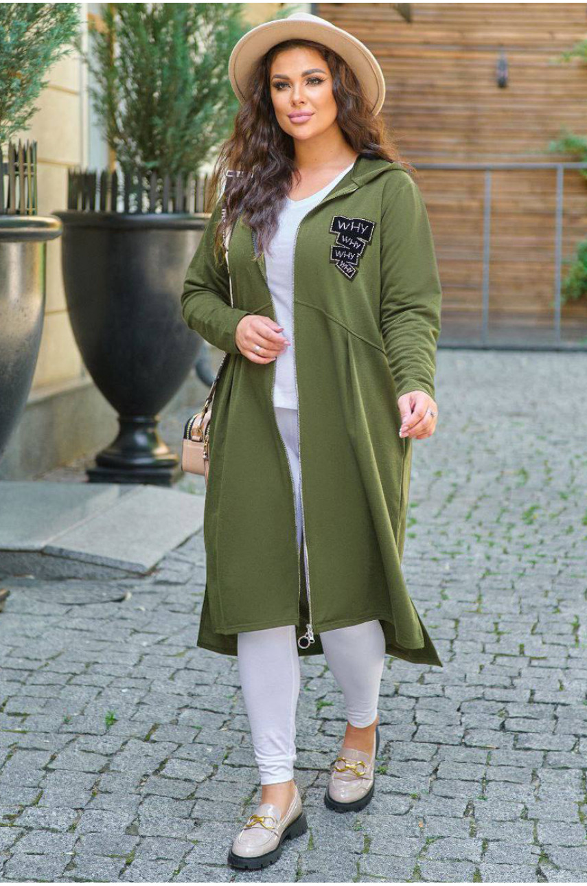 Кардиган женский батальный тёмно-зеленого цвета 1012 199592