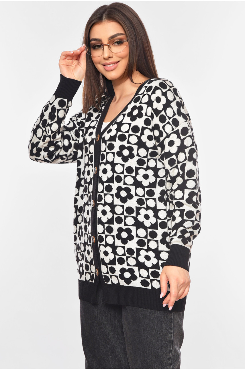 Кардиган женский черного цвета с принтом 2612 199618