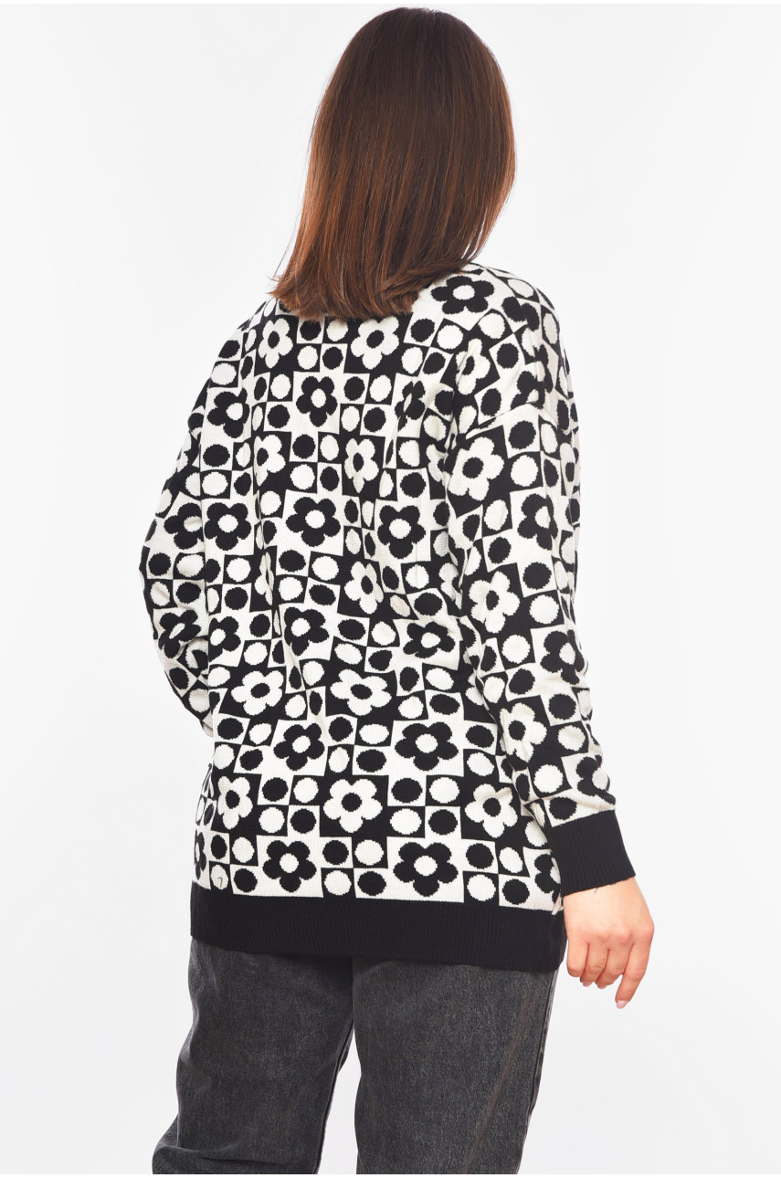 Кардиган женский черного цвета с принтом 2612 199618