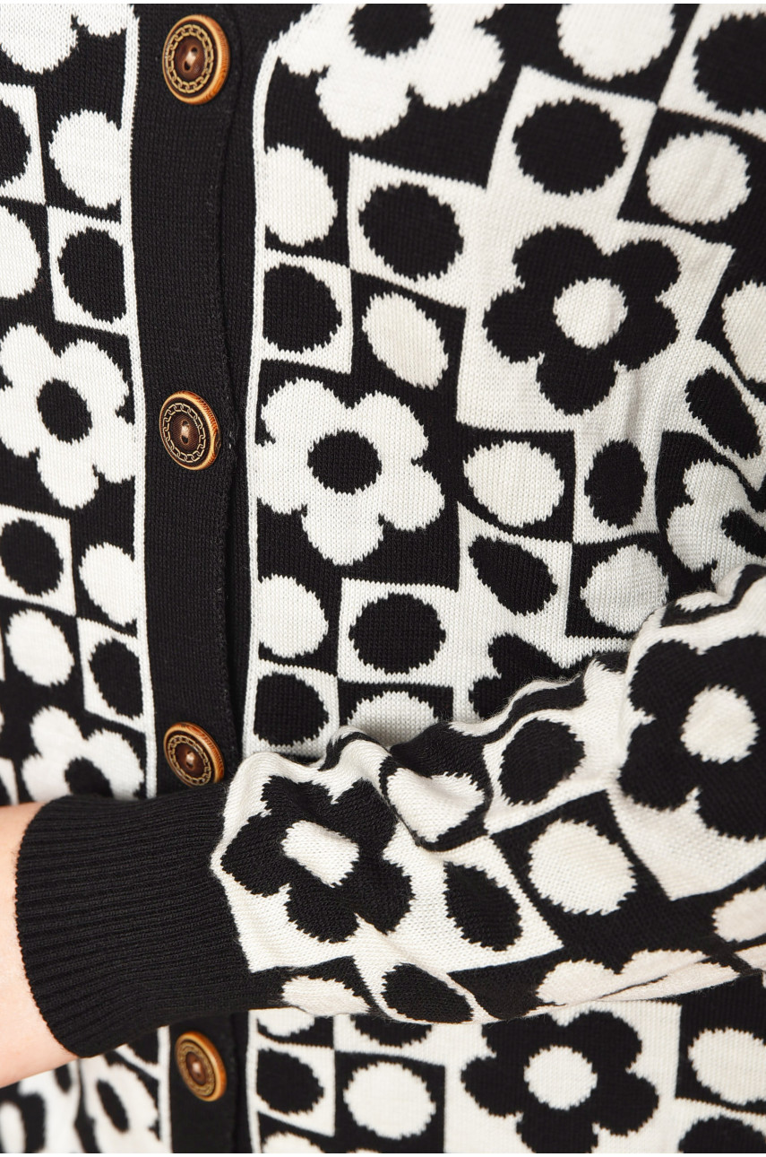 Кардиган женский черного цвета с принтом 2612 199618