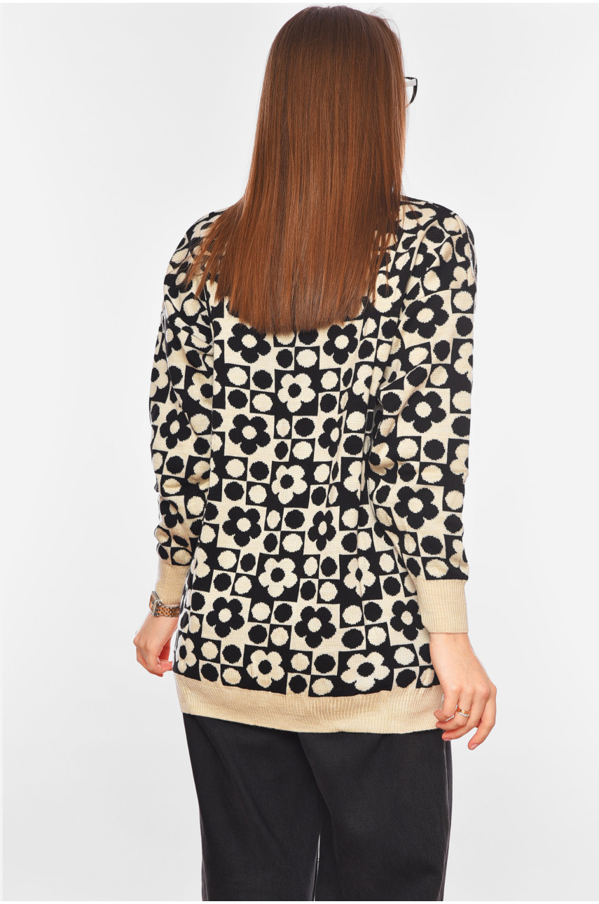 Кардиган жіночий бежевого кольору з принтом 2612 199619 Кардиган жіночий бежевого кольору з принтом 2612 199619