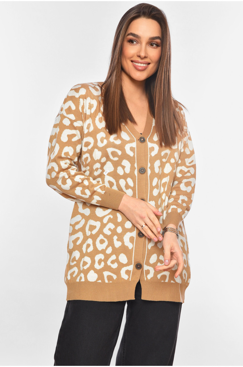 Кардиган жіночий бежевого кольору з принтом 2568 199622 Кардиган жіночий бежевого кольору з принтом 2568 199622
