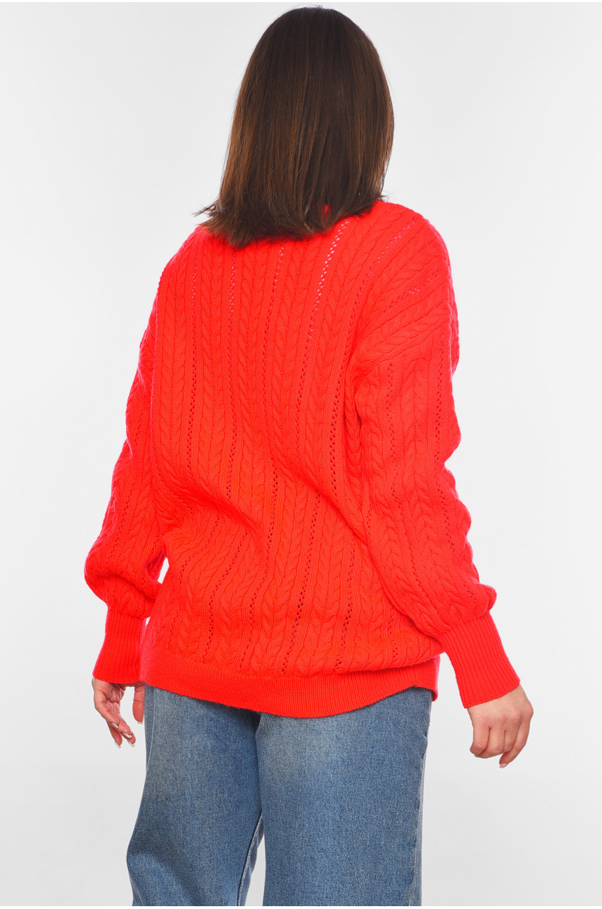 Кардиган жіночий однотонний червоного кольору 6006 199626 Кардиган жіночий однотонний червоного кольору 6006 199626