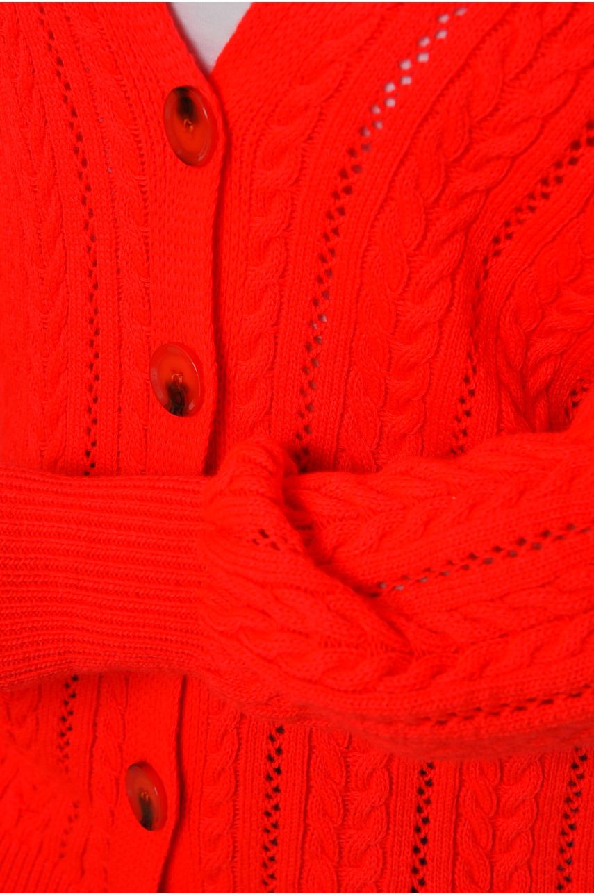 Кардиган жіночий однотонний червоного кольору 6006 199626 Кардиган жіночий однотонний червоного кольору 6006 199626