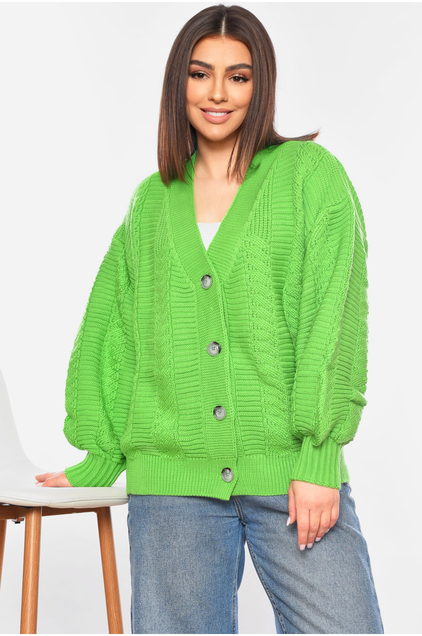 Кардиган женский однотонный зеленого цвета 1200 199647