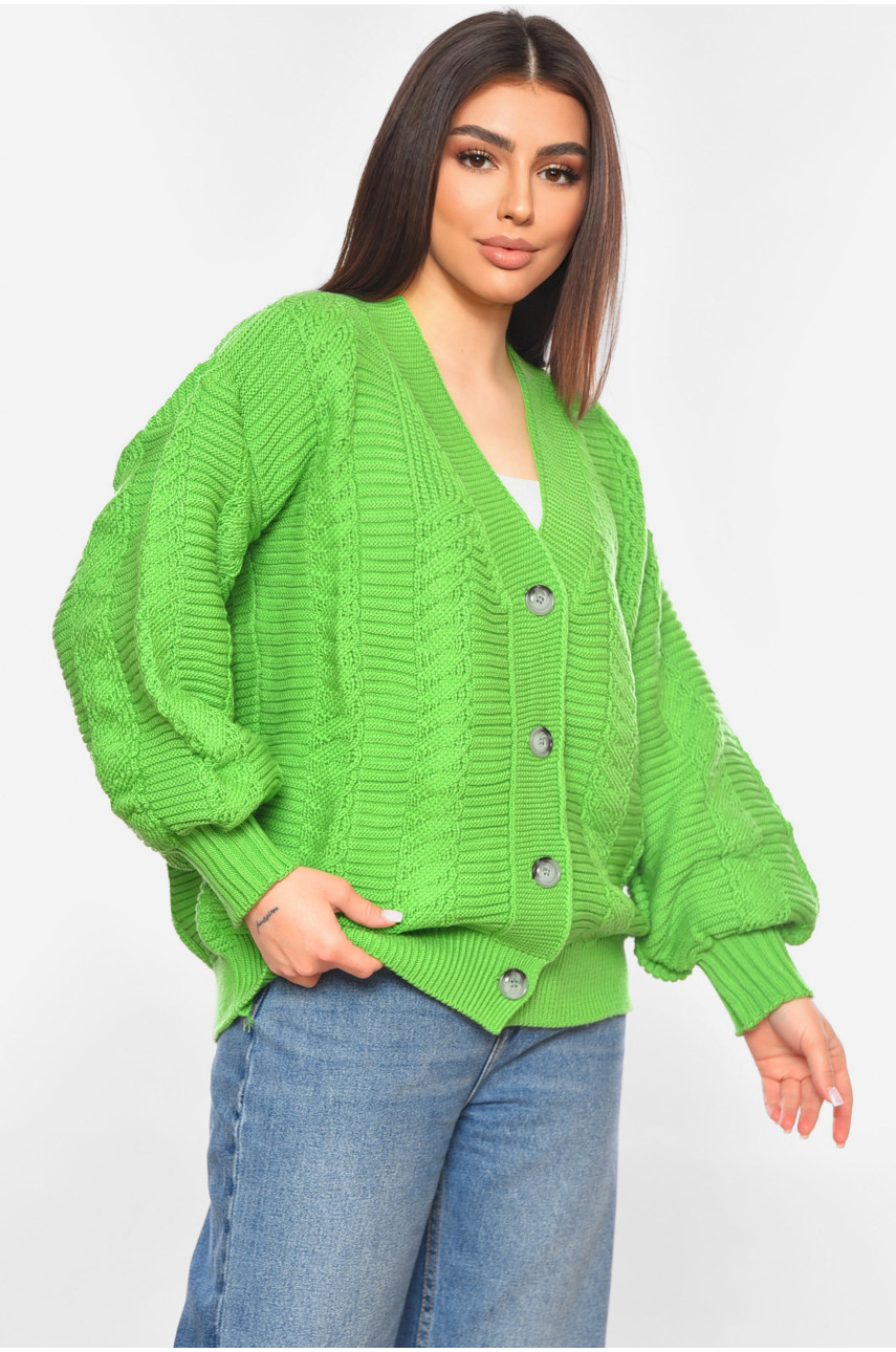 Кардиган женский однотонный зеленого цвета 1200 199647