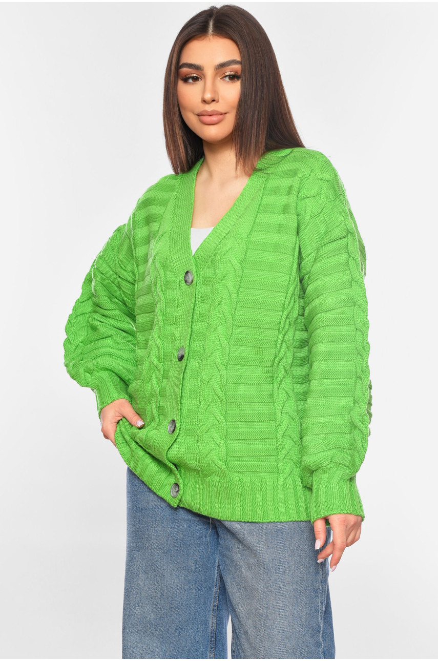 Жіночий кардиган однотонний зеленого кольору 1199 199650 Жіночий кардиган однотонний зеленого кольору 1199 199650