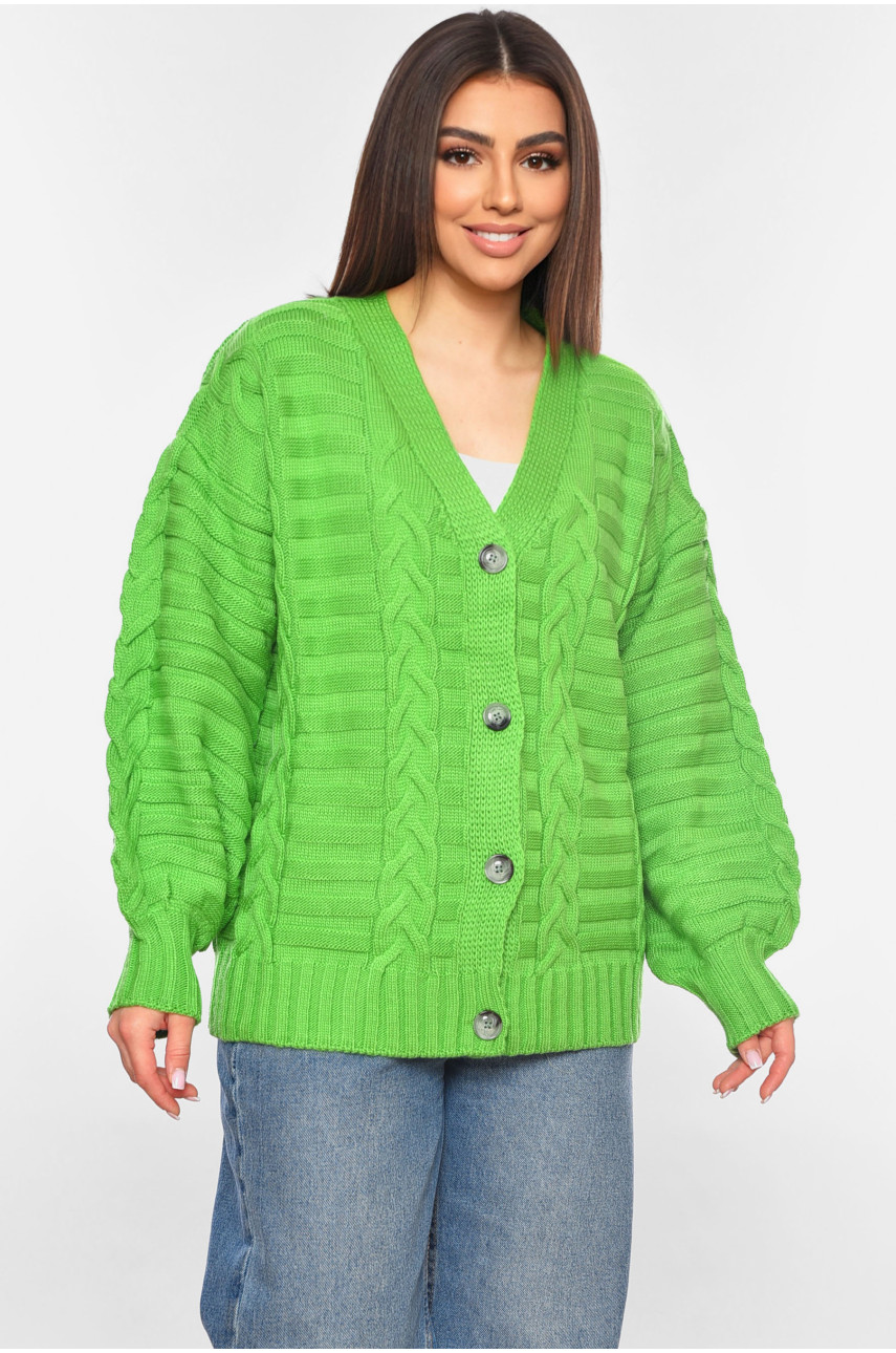 Жіночий кардиган однотонний зеленого кольору 1199 199650 Жіночий кардиган однотонний зеленого кольору 1199 199650