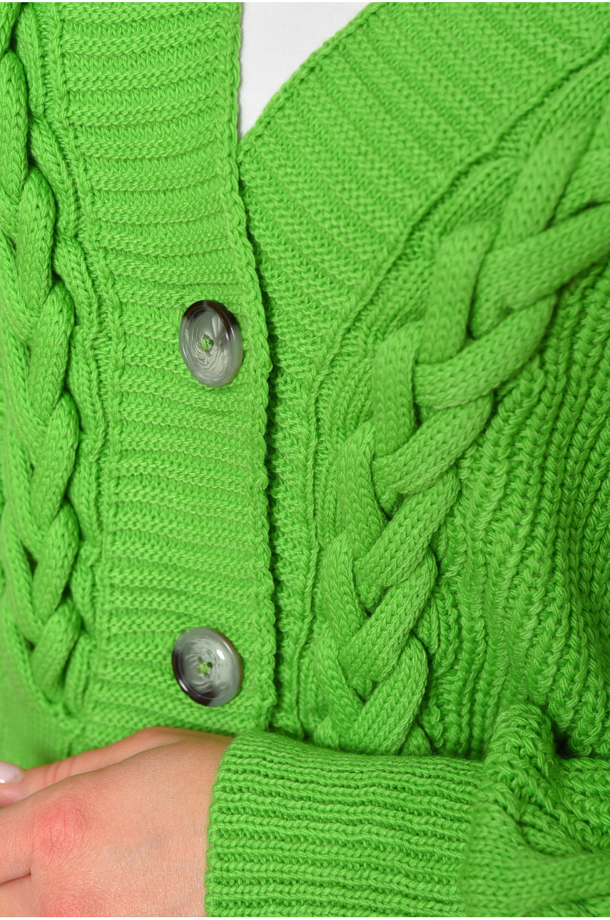 Жіночий кардиган однотонний зеленого кольору 1219 199653 Жіночий кардиган однотонний зеленого кольору 1219 199653