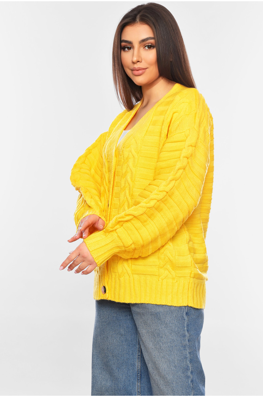 Жіночий кардиган однотонний жовтого кольору 1199 199657 Жіночий кардиган однотонний жовтого кольору 1199 199657