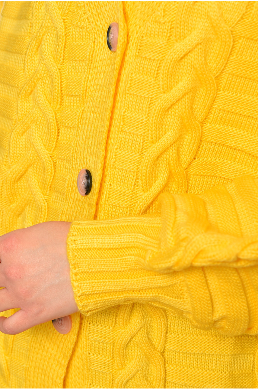 Жіночий кардиган однотонний жовтого кольору 1199 199657 Жіночий кардиган однотонний жовтого кольору 1199 199657